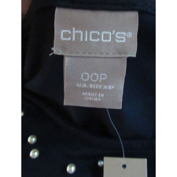 NWT, Chicos Navy Blue Long Sleeve Sweater w Faux Pearls Size XSP - Picture 7 of 7